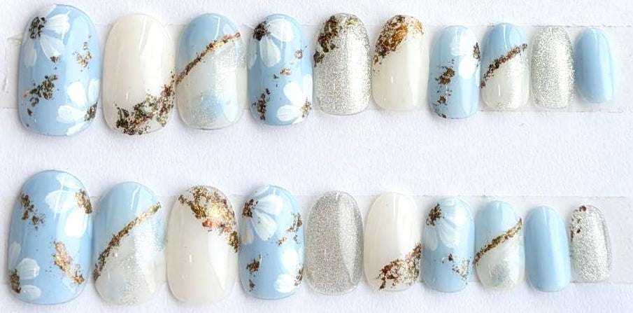 Wooden flower Skyblue Oval
