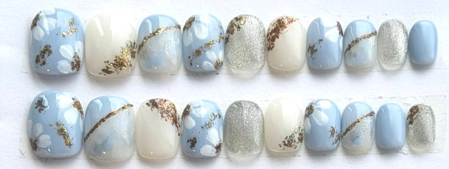 Wooden flower Skyblue Round Short